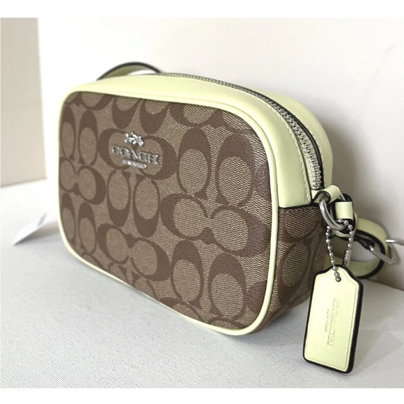 New Coach C9926 Mini Jamie Camera Bag Signature Coated Canvas Khaki / Pale Lime - Picture 2 of 6